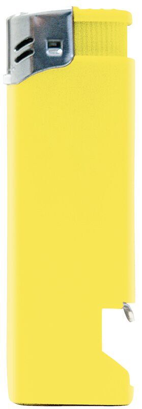 Nola 16 Elektronik Feuerzeug gelb nachfüllbar glänzend gelb, Kappe chrom, Drücker gelb