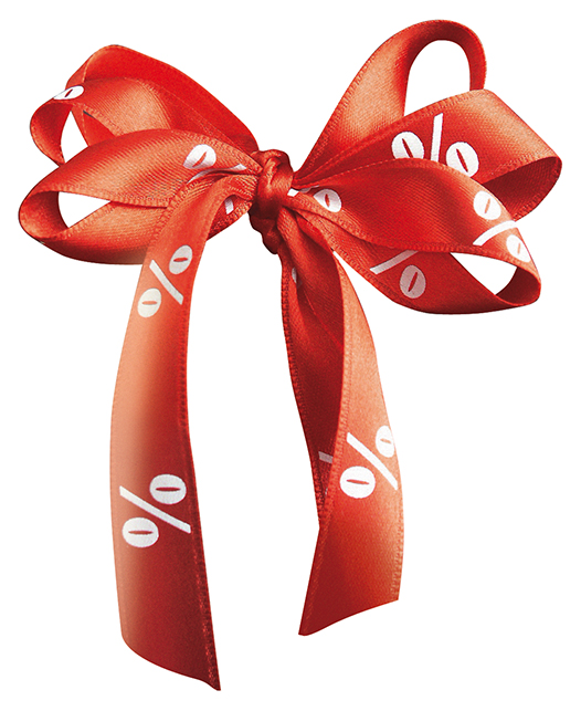 Gift ribbon with relief printing double satin