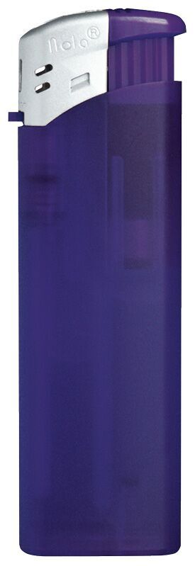 Nola 9 Elektronik Feuerzeug purple nachfüllbar Frosty matt purple, Kappe silber, Drücker purple