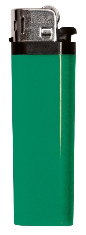 Nola 7 Reibrad Feuerzeug grün Einweg glänzend grün, Kappe chrom, Drücker schwarz