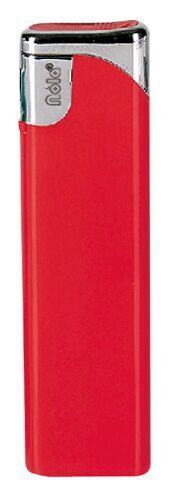 Nola 2 Elektronik Feuerzeug rot nachfüllbar glänzend rot, Kappe und Drücker chrom mit rot