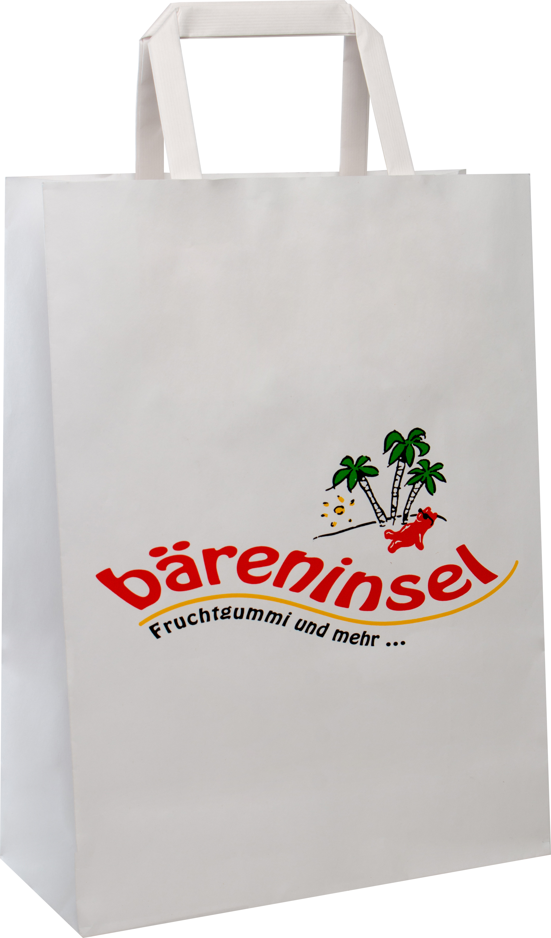 Paper bag BASIC with flat paper handles 80gr kraft paper - 18x8x24 cm - 1- colour
